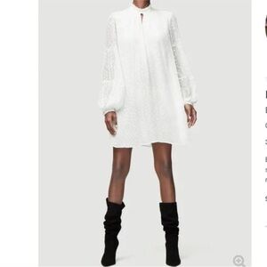 FRAME Metallic Dot Sheer Ruffle Long Sleeve Dress XS NWT
